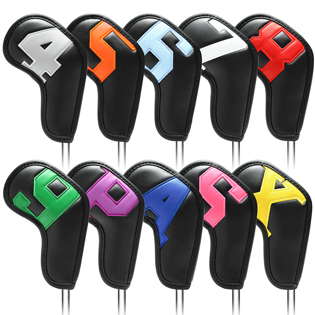 Black Leather Numbered golf club iron covers set of 10pcs(4-9,PASX)