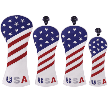 stars and strips golf wood head covers set of 4(1 driver, 2 fairways, 1 hybrid)