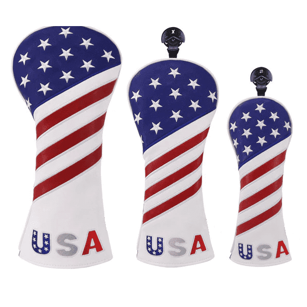 stars and strips golf wood head covers set of 3(driver,fairway,hybrid)