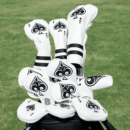 Ace of Spades golf head covers set in golf bag