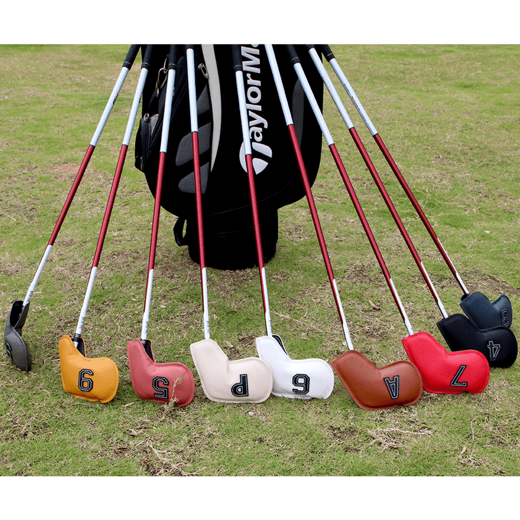 Colored Leather golf club iron covers Set with Numbers