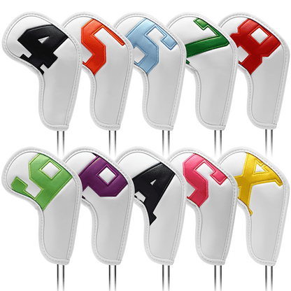 White  Leather Numbered golf club iron covers set of 10pcs(4-9,PASX)