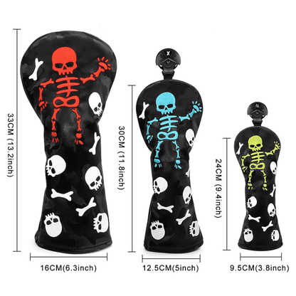 Black Leather Skeleton golf club headcover sets size