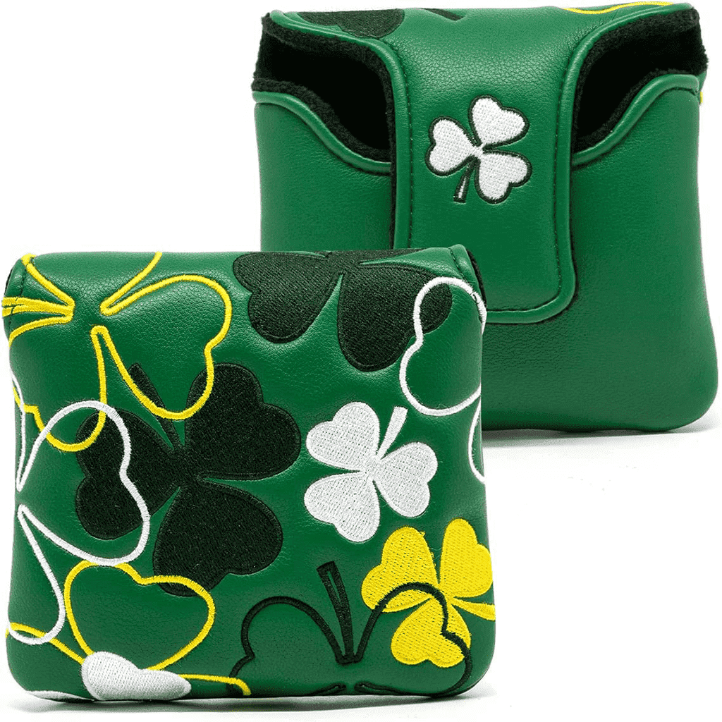 green shamrock mallet putter head covers front and back 