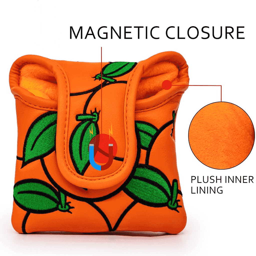 Orange mallet putter cover magnetic