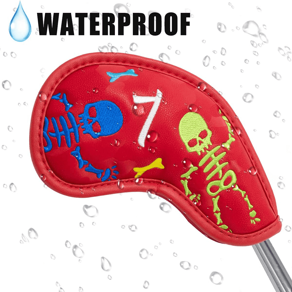 Red Leather Skeleton iron covers golf waterproof