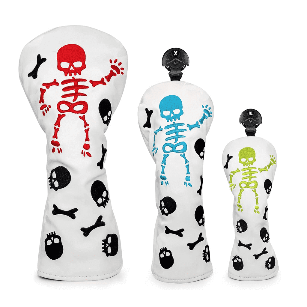 White Leather Skeleton golf club head cover sets
