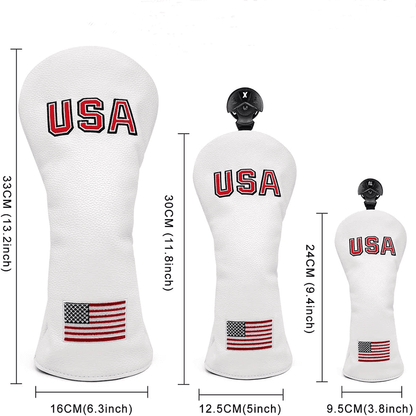 White USA Flag  fairway wood covers size
