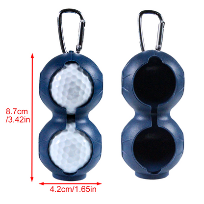 Golf ball holders hold up to 2 balls each with clips attachable to golf bags